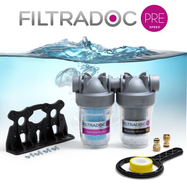 FILTRADOC PRE Speed DUO SA 5” Kombifilter – Sediment- & Aktivkohle-Befüllfilter für Wohnmobil; Camper & Boot