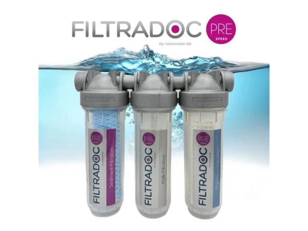 FILTRADOC PRE Speed TRIO V1 10“ Befüllfilter – Sediment-; Kalkreduktions- & Ultrafiltrationsfilter für Wohnmobil; Camper & Boot
