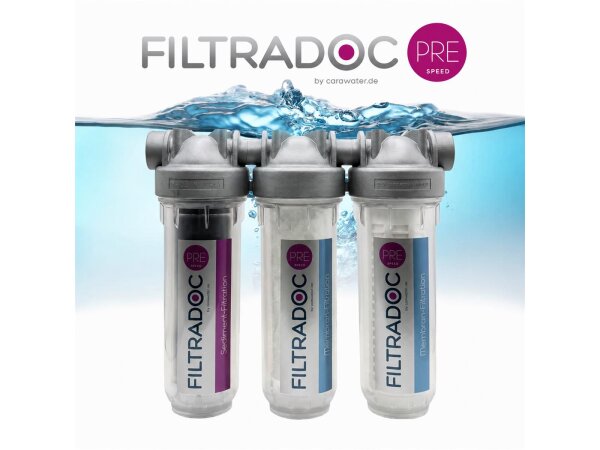 FILTRADOC PRE Speed TRIO V3 10“ Befüllfilter – Aktivkohle; Kalkreduktion & Ultrafiltration für Wohnmobil; Camper & Boot