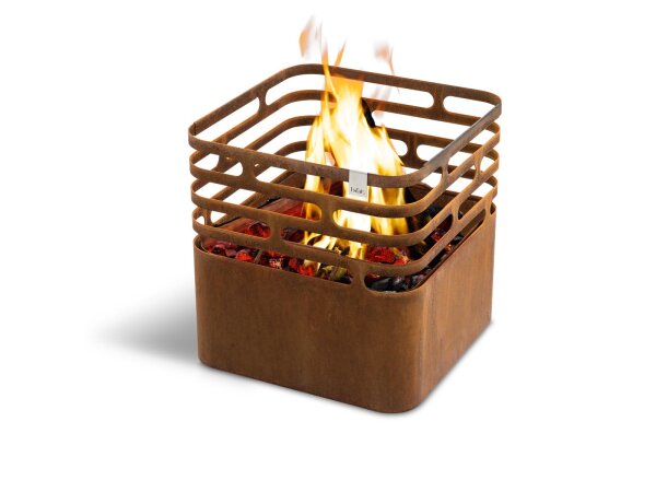 CUBE Feuerkorb Cortenstahl